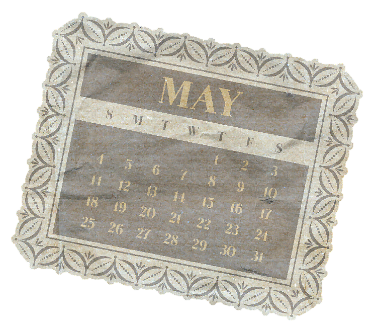 calendario vintage mayo