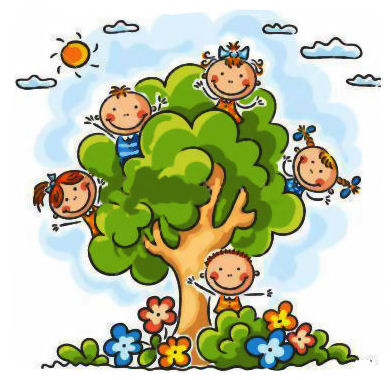 árbol, niños jugando