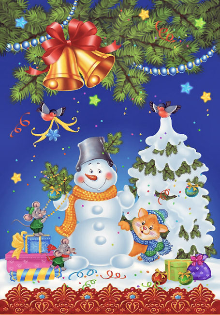 Mu�eco de nieve postal rusa