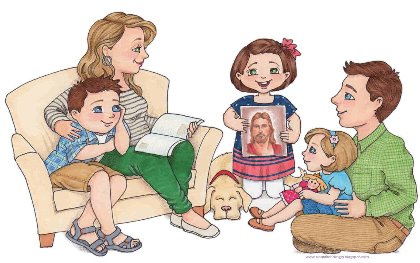 Familia dibujos, ilustraciones infantiles Susan Fitch y Otro