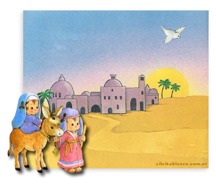 Virgen Mara y San Jos huyendo del Herodes, ilustracion