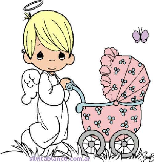 angelito precious moments con cocheccito beb�