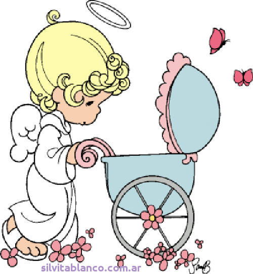 angelito precious moments con cochecito bebe