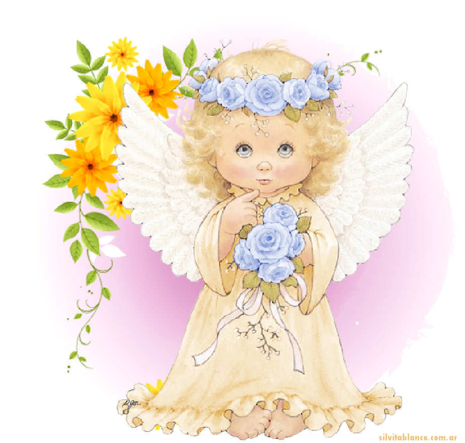 angelito entre las flores