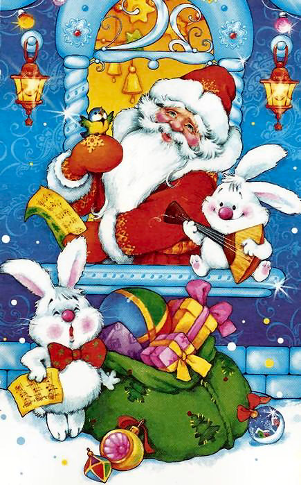 Santa Claus tarjeta rusa de navidad