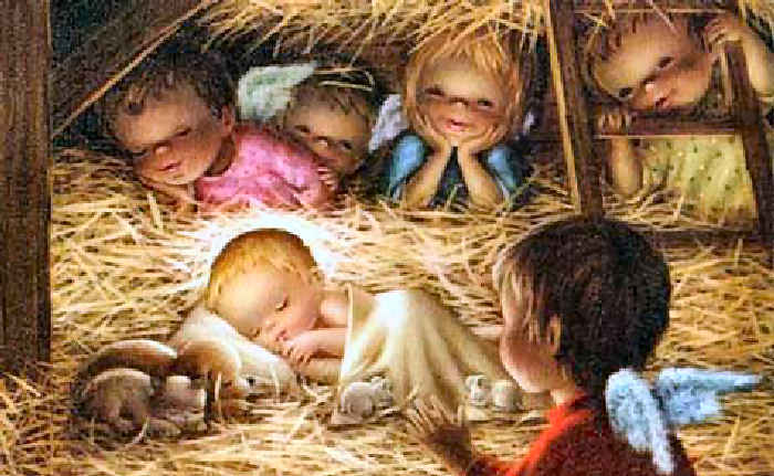 pesebre, postal vintage